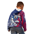 Personalised Western Bulldogs Mascot Kid Hoodie Polynesian Tribal Pattern Bold Bulldog Football