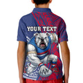Personalised Western Bulldogs Mascot Kid Polo Shirt Polynesian Tribal Pattern Bold Bulldog Football