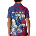 Personalised Western Bulldogs Mascot Kid Polo Shirt Polynesian Tribal Pattern Bold Bulldog Football