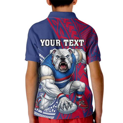 Personalised Western Bulldogs Mascot Kid Polo Shirt Polynesian Tribal Pattern Bold Bulldog Football
