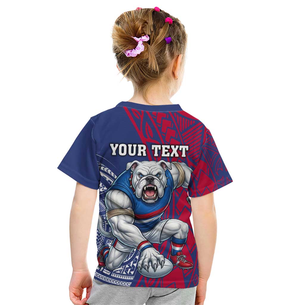 Personalised Western Bulldogs Mascot Kid T Shirt Polynesian Tribal Pattern Bold Bulldog Football