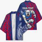 Personalised Western Bulldogs Mascot Kimono Polynesian Tribal Pattern Bold Bulldog Football