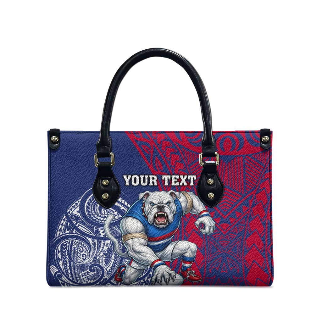 Personalised Western Bulldogs Mascot Leather Bag Polynesian Tribal Pattern Bold Bulldog Football