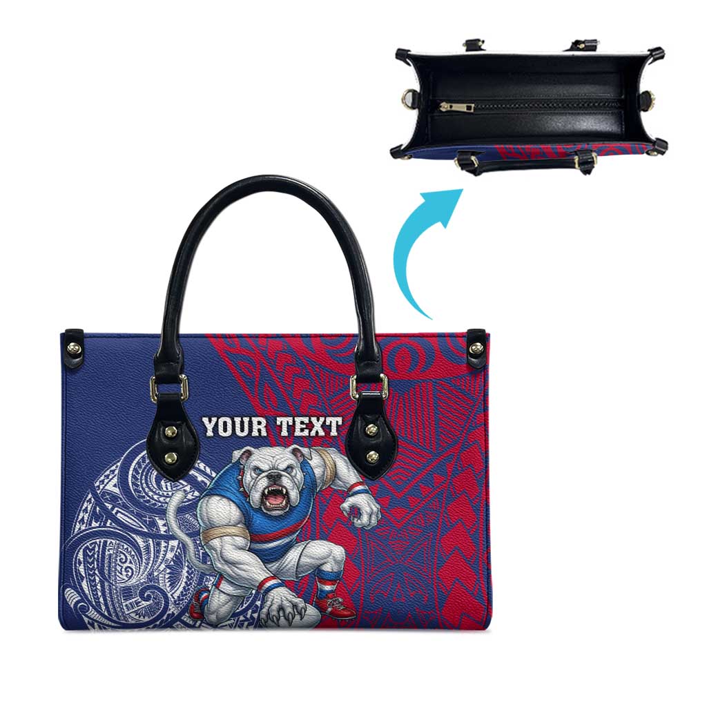 Personalised Western Bulldogs Mascot Leather Bag Polynesian Tribal Pattern Bold Bulldog Football