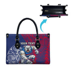 Personalised Western Bulldogs Mascot Leather Bag Polynesian Tribal Pattern Bold Bulldog Football