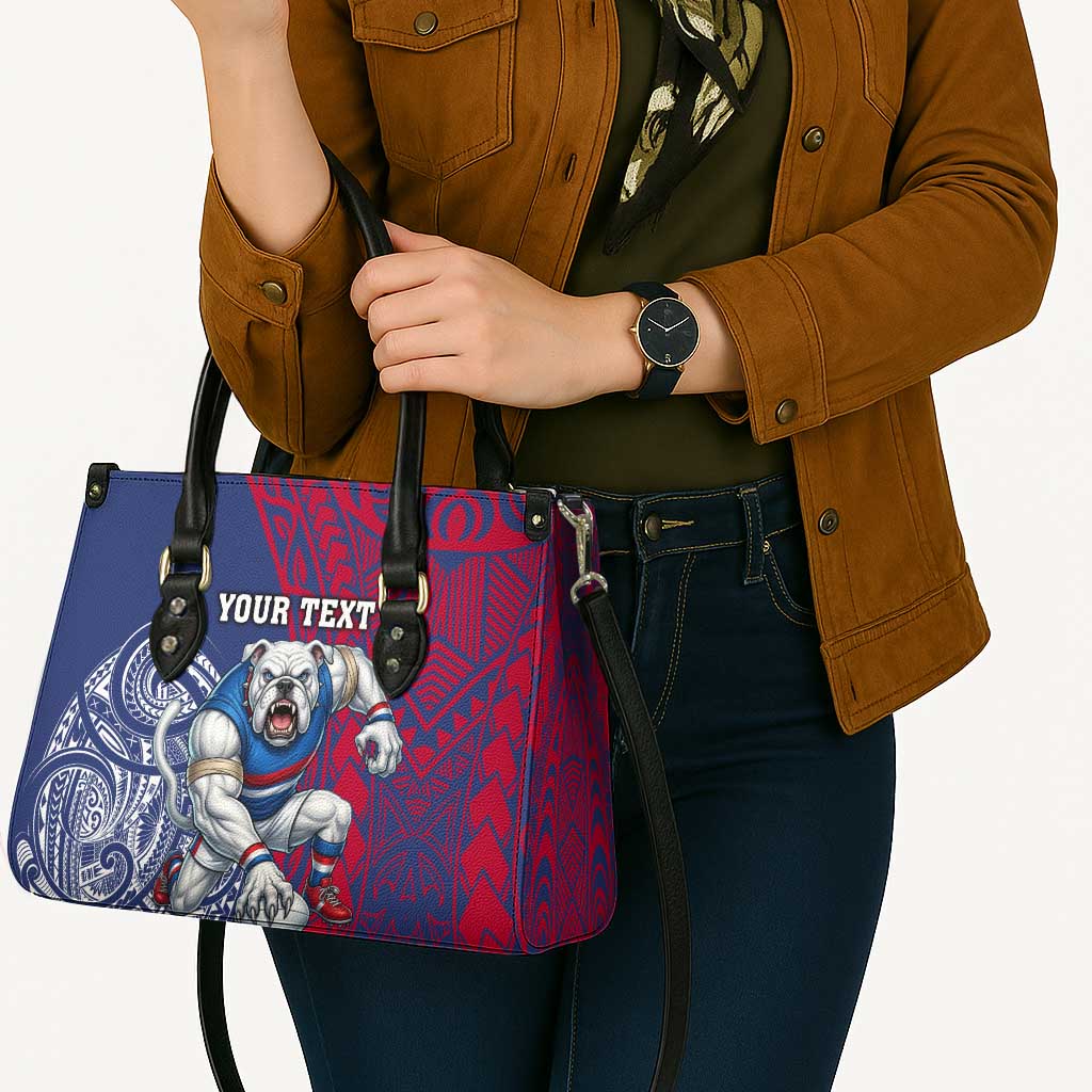 Personalised Western Bulldogs Mascot Leather Bag Polynesian Tribal Pattern Bold Bulldog Football