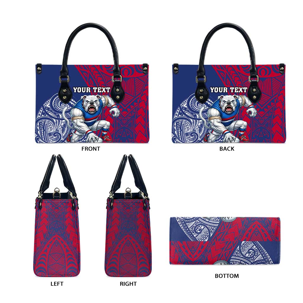 Personalised Western Bulldogs Mascot Leather Bag Polynesian Tribal Pattern Bold Bulldog Football