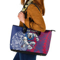 Personalised Western Bulldogs Mascot Leather Tote Bag Polynesian Tribal Pattern Bold Bulldog Football