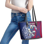 Personalised Western Bulldogs Mascot Leather Tote Bag Polynesian Tribal Pattern Bold Bulldog Football