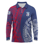 Personalised Western Bulldogs Mascot Long Sleeve Polo Shirt Polynesian Tribal Pattern Bold Bulldog Football