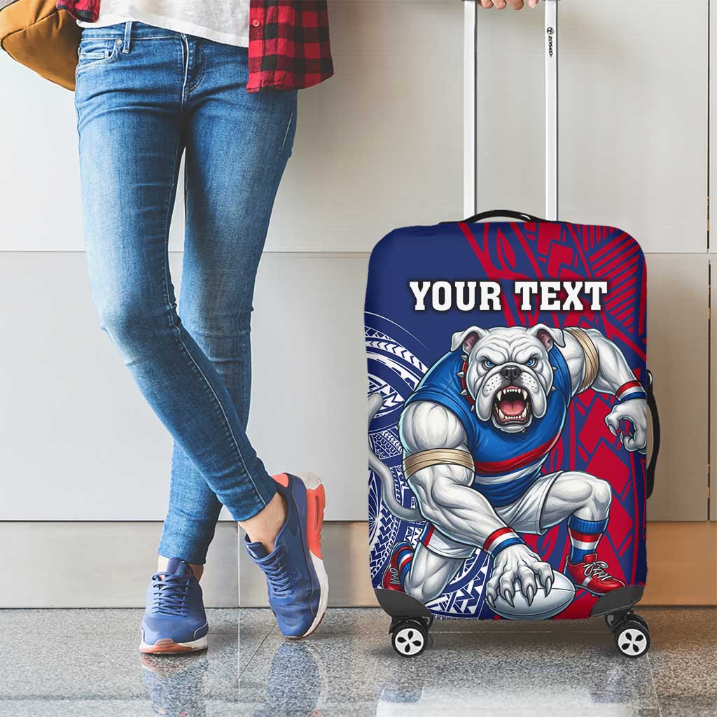 Personalised Western Bulldogs Mascot Luggage Cover Polynesian Tribal Pattern Bold Bulldog Football