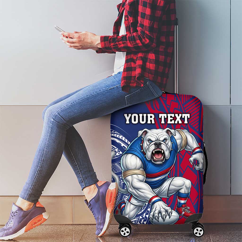 Personalised Western Bulldogs Mascot Luggage Cover Polynesian Tribal Pattern Bold Bulldog Football