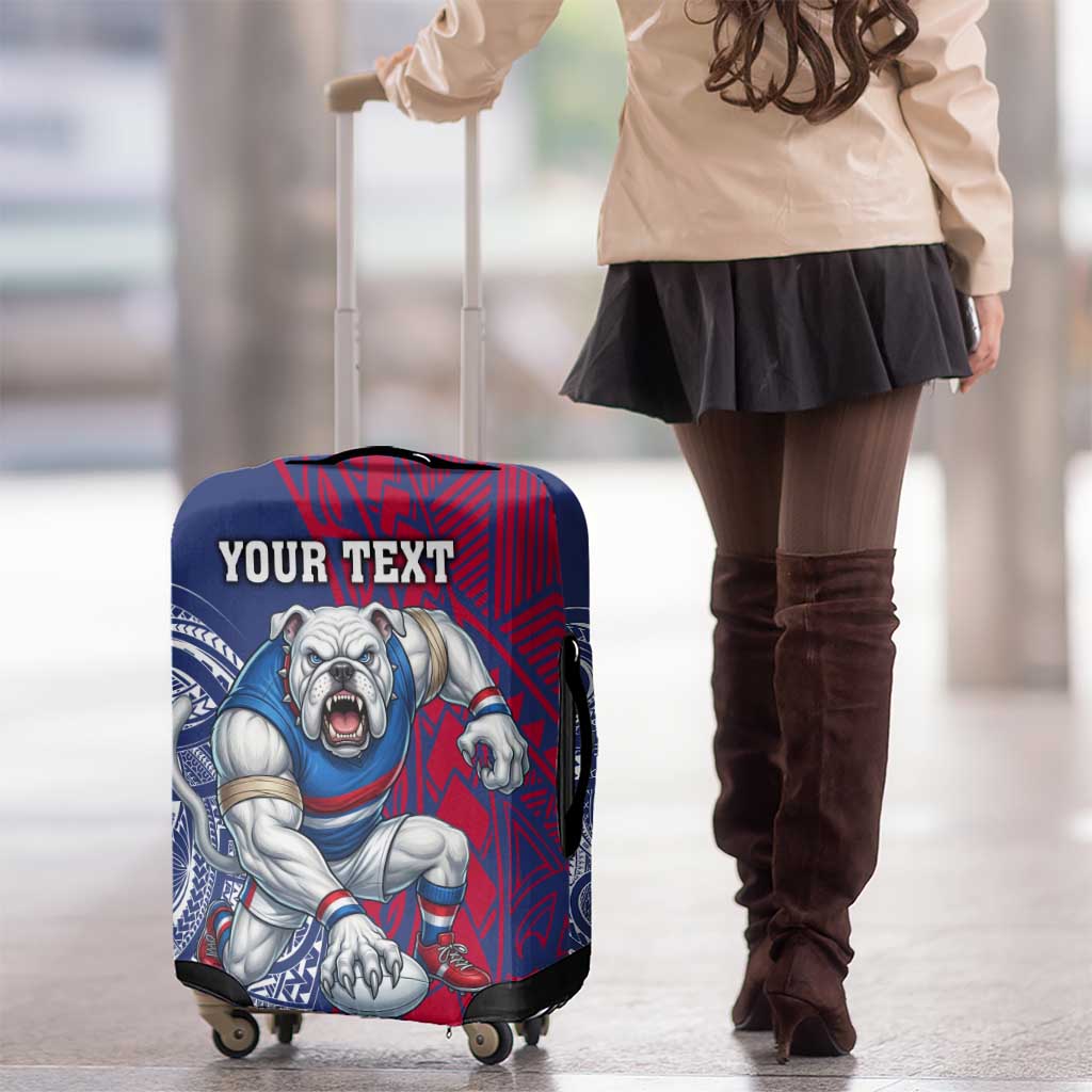 Personalised Western Bulldogs Mascot Luggage Cover Polynesian Tribal Pattern Bold Bulldog Football