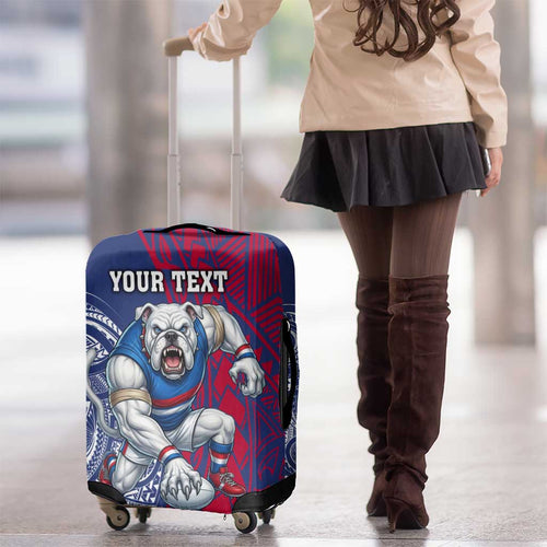 Personalised Western Bulldogs Mascot Luggage Cover Polynesian Tribal Pattern Bold Bulldog Football