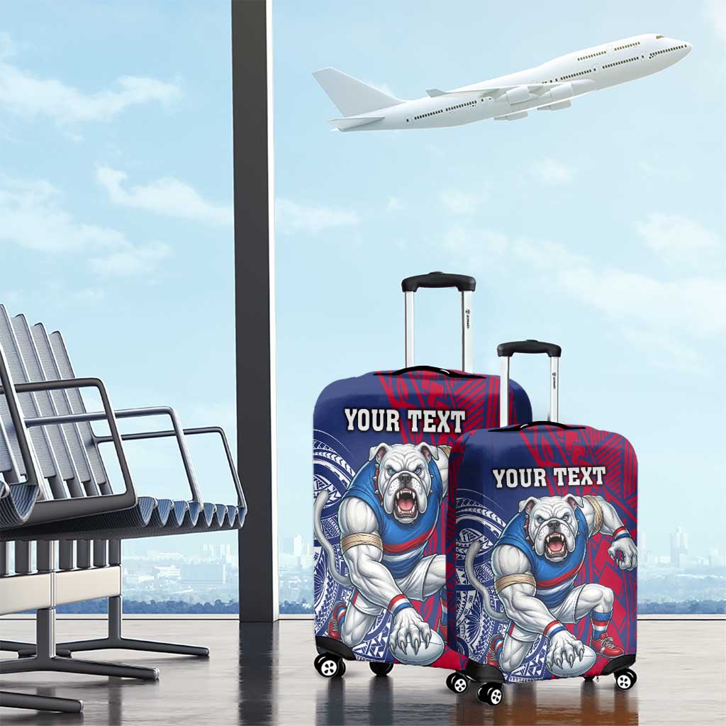 Personalised Western Bulldogs Mascot Luggage Cover Polynesian Tribal Pattern Bold Bulldog Football