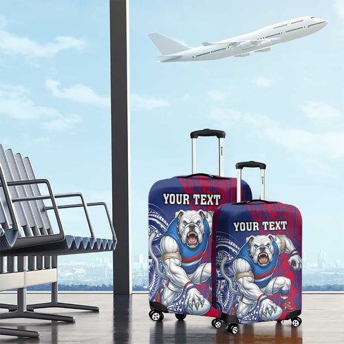 Personalised Western Bulldogs Mascot Luggage Cover Polynesian Tribal Pattern Bold Bulldog Football