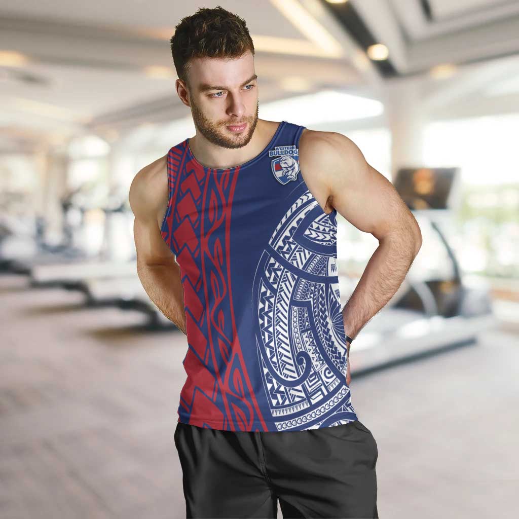 Personalised Western Bulldogs Mascot Men Tank Top Polynesian Tribal Pattern Bold Bulldog Football
