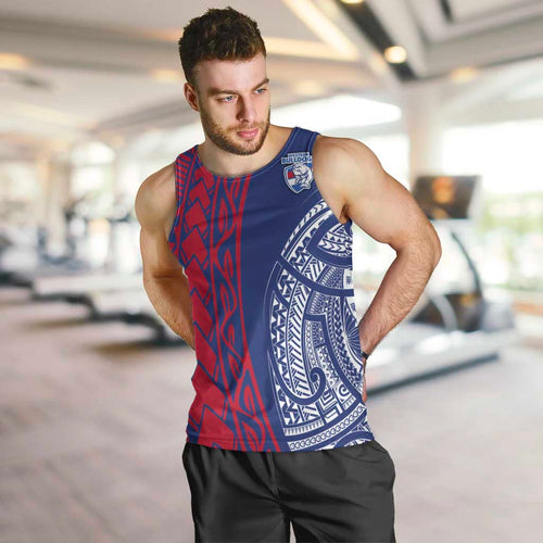 Personalised Western Bulldogs Mascot Men Tank Top Polynesian Tribal Pattern Bold Bulldog Football