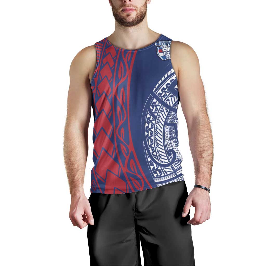 Personalised Western Bulldogs Mascot Men Tank Top Polynesian Tribal Pattern Bold Bulldog Football