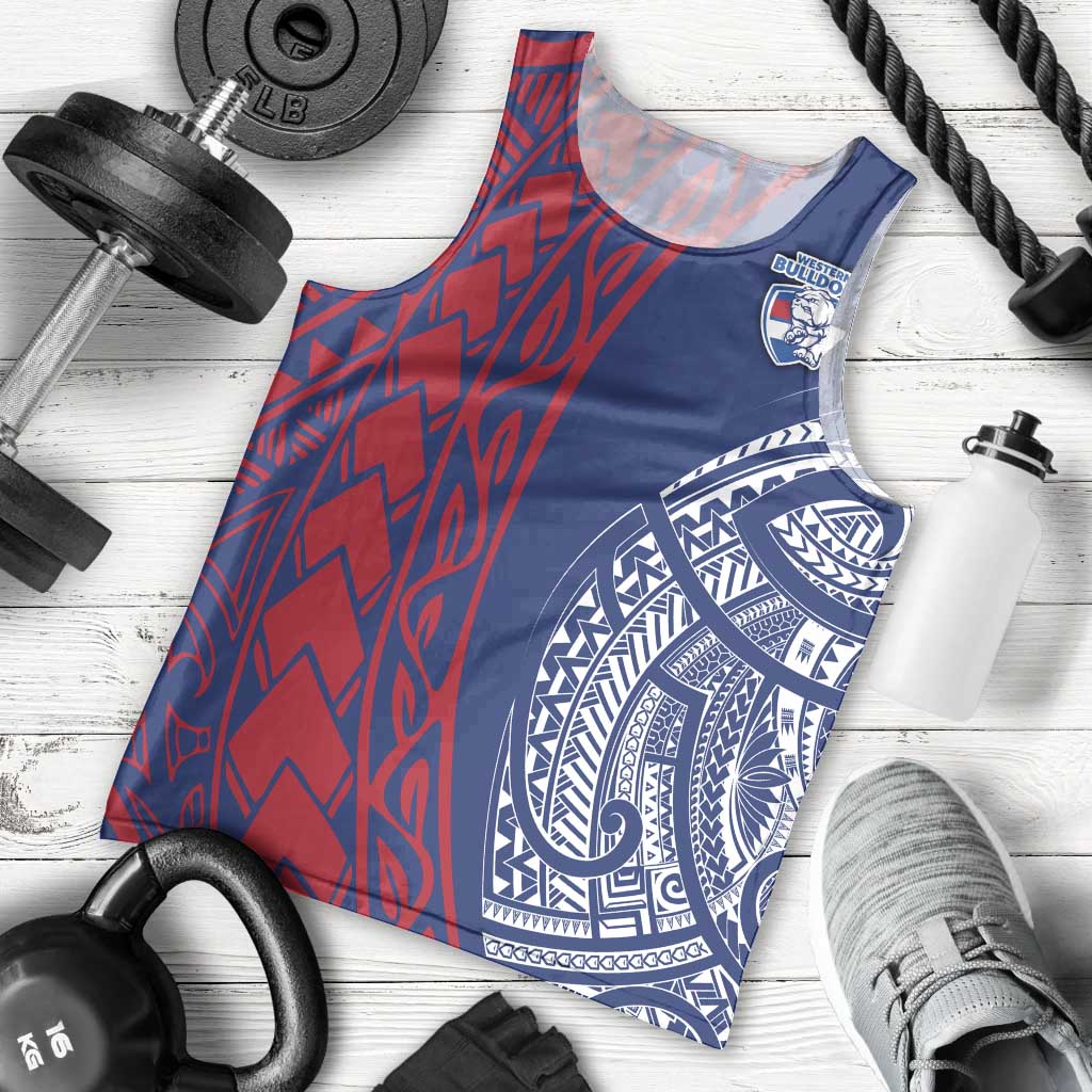 Personalised Western Bulldogs Mascot Men Tank Top Polynesian Tribal Pattern Bold Bulldog Football