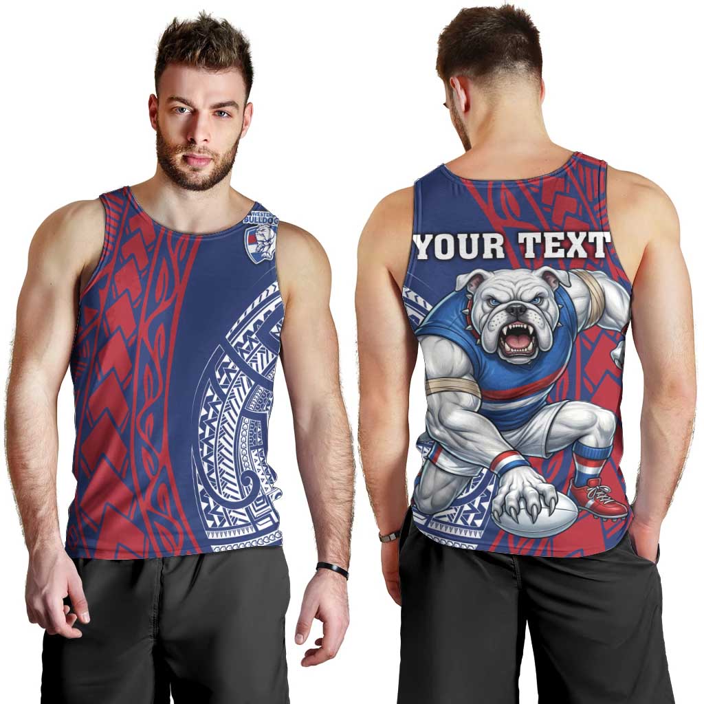 Personalised Western Bulldogs Mascot Men Tank Top Polynesian Tribal Pattern Bold Bulldog Football