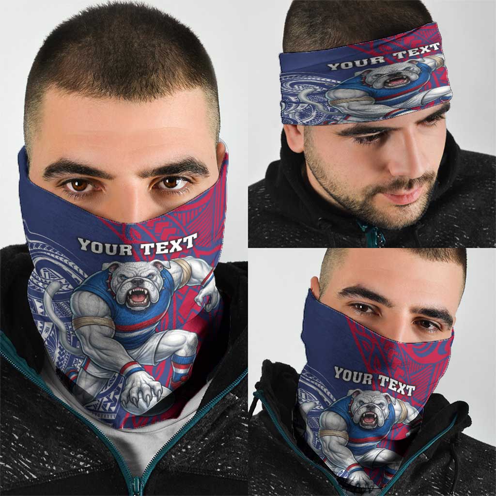 Personalised Western Bulldogs Mascot Neck Gaiter Polynesian Tribal Pattern Bold Bulldog Football