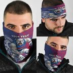 Personalised Western Bulldogs Mascot Neck Gaiter Polynesian Tribal Pattern Bold Bulldog Football
