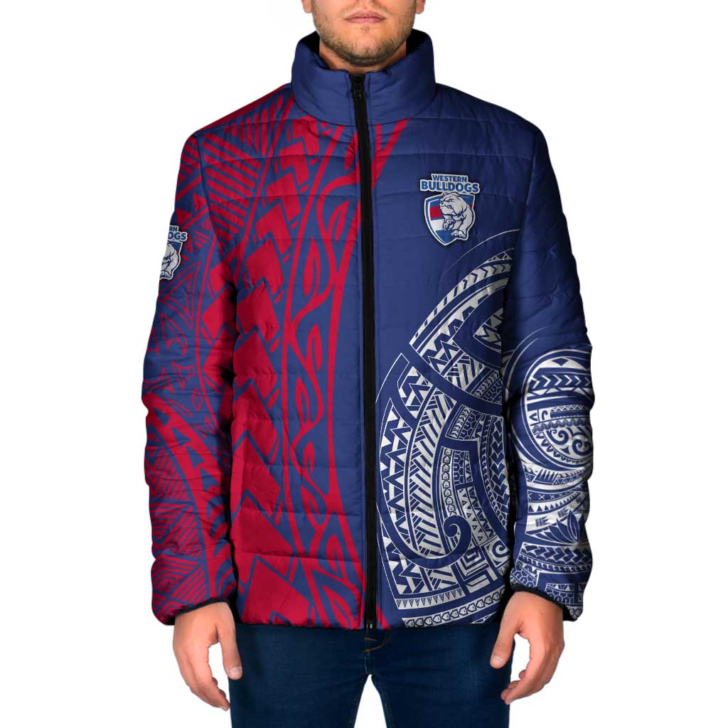 Personalised Western Bulldogs Mascot Padded Jacket Polynesian Tribal Pattern Bold Bulldog Football