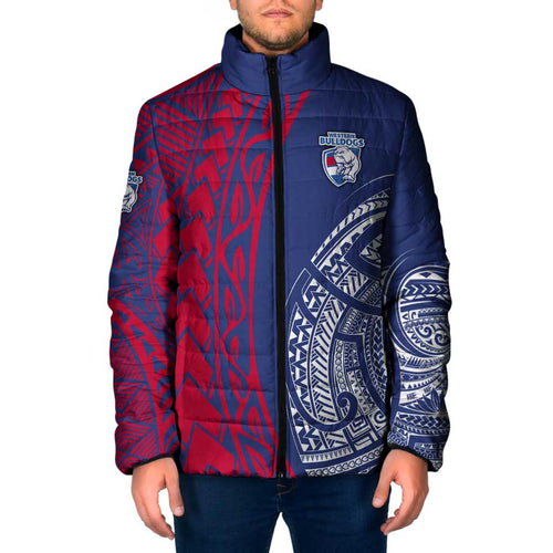 Personalised Western Bulldogs Mascot Padded Jacket Polynesian Tribal Pattern Bold Bulldog Football