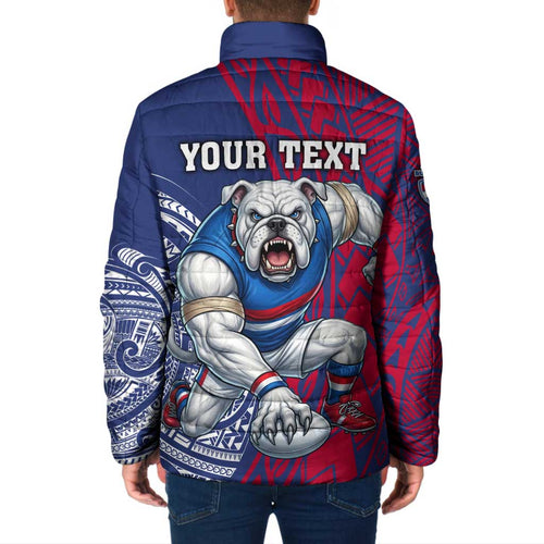 Personalised Western Bulldogs Mascot Padded Jacket Polynesian Tribal Pattern Bold Bulldog Football