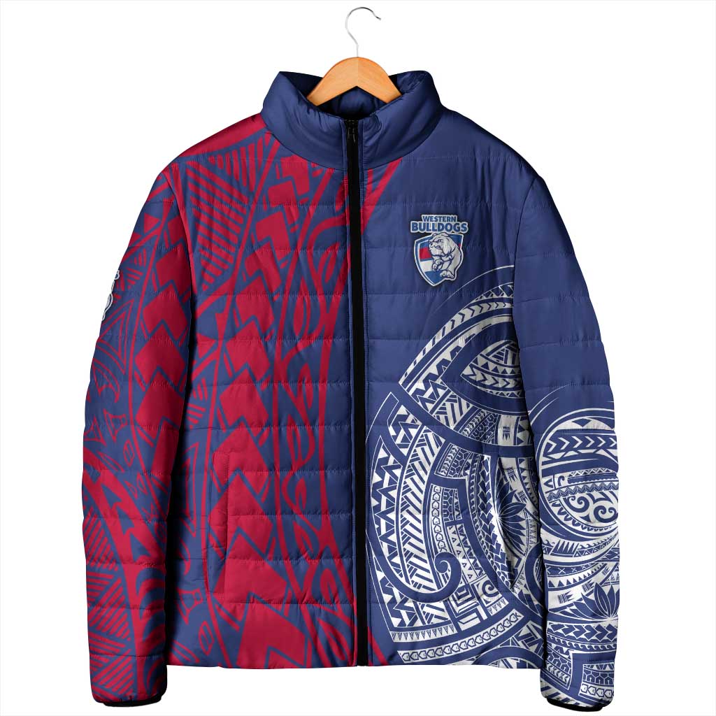 Personalised Western Bulldogs Mascot Padded Jacket Polynesian Tribal Pattern Bold Bulldog Football