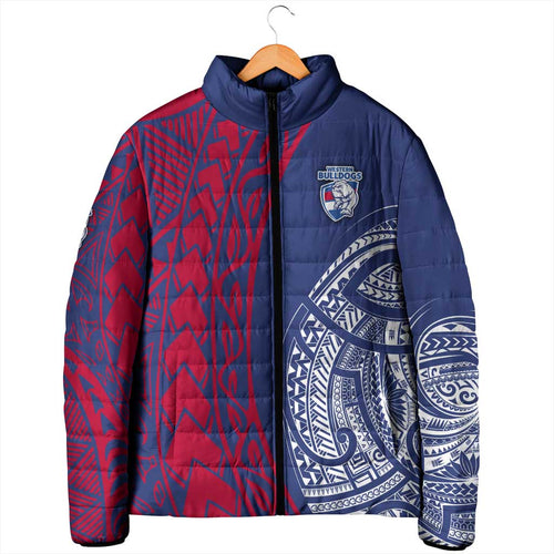 Personalised Western Bulldogs Mascot Padded Jacket Polynesian Tribal Pattern Bold Bulldog Football