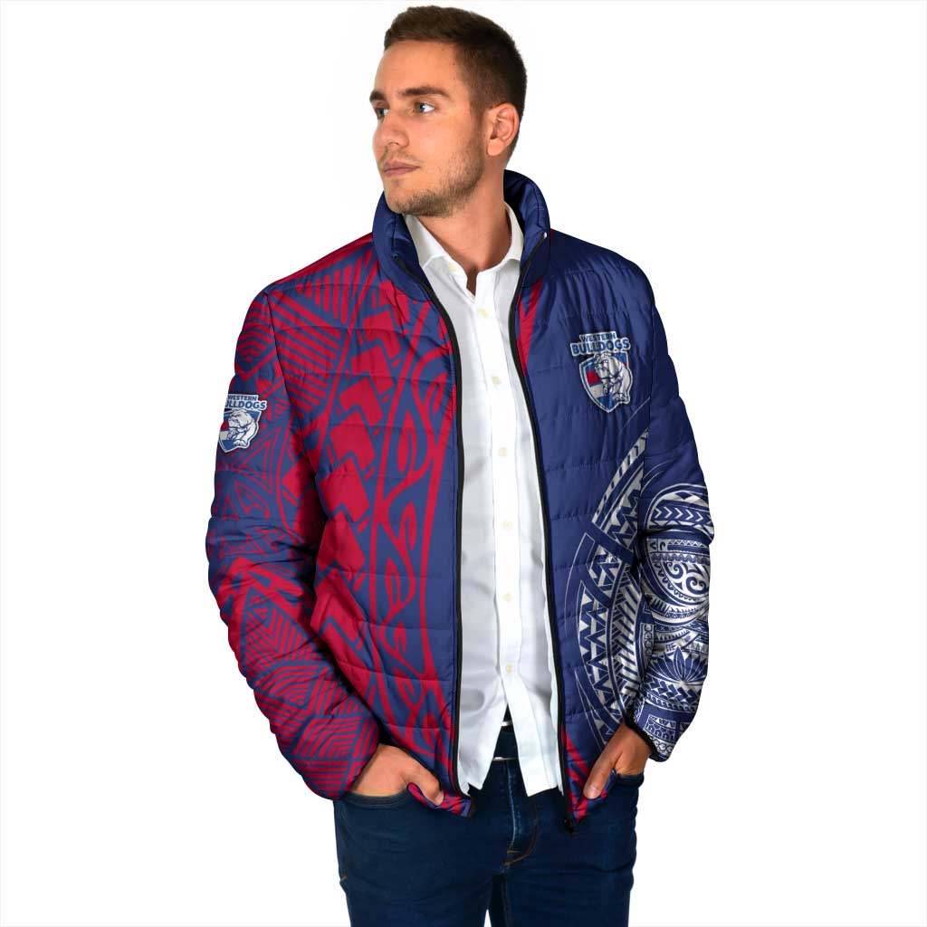 Personalised Western Bulldogs Mascot Padded Jacket Polynesian Tribal Pattern Bold Bulldog Football