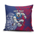 Personalised Western Bulldogs Mascot Pillow Cover Polynesian Tribal Pattern Bold Bulldog Football