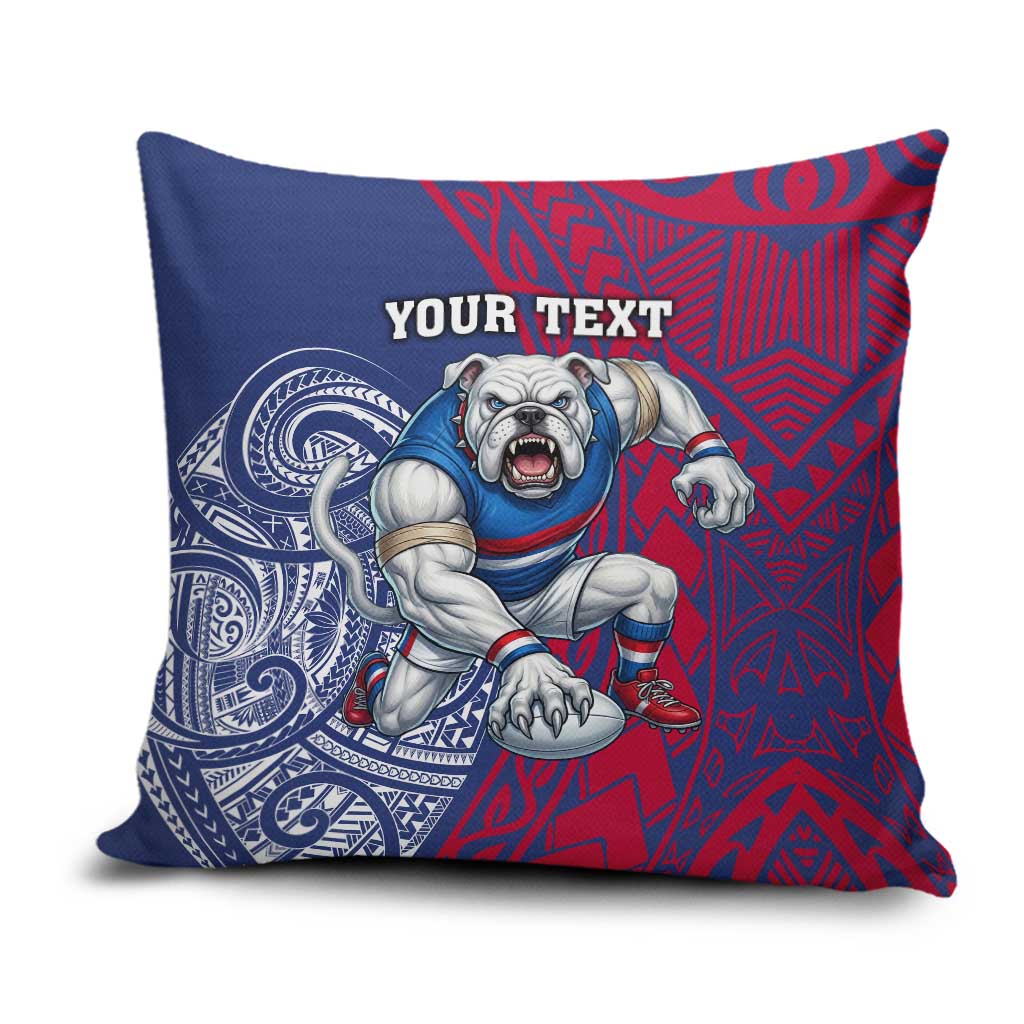Personalised Western Bulldogs Mascot Pillow Cover Polynesian Tribal Pattern Bold Bulldog Football