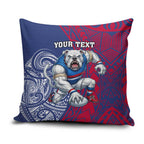 Personalised Western Bulldogs Mascot Pillow Cover Polynesian Tribal Pattern Bold Bulldog Football