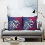 Personalised Western Bulldogs Mascot Pillow Cover Polynesian Tribal Pattern Bold Bulldog Football