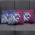 Personalised Western Bulldogs Mascot Pillow Cover Polynesian Tribal Pattern Bold Bulldog Football