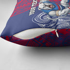Personalised Western Bulldogs Mascot Pillow Cover Polynesian Tribal Pattern Bold Bulldog Football
