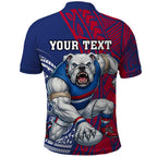 Personalised Western Bulldogs Mascot Polo Shirt Polynesian Tribal Pattern Bold Bulldog Football