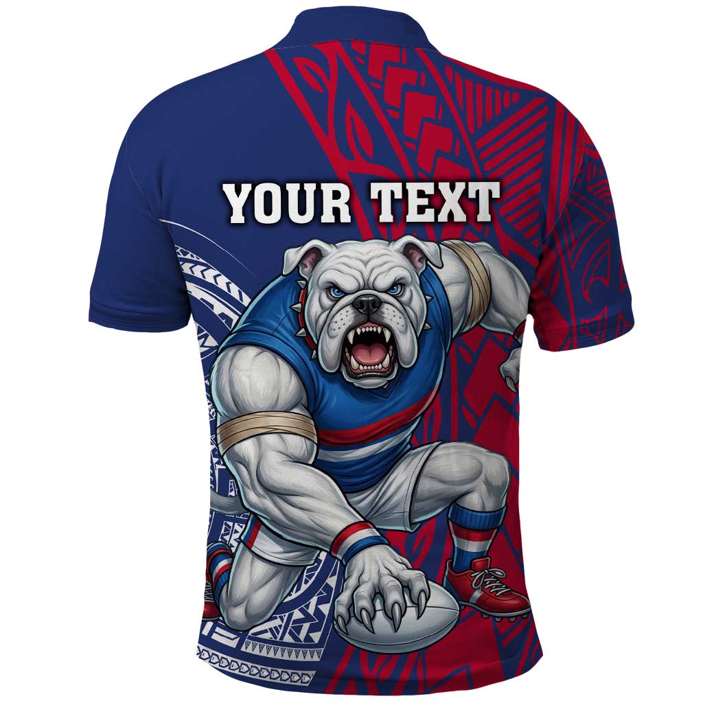 Personalised Western Bulldogs Mascot Polo Shirt Polynesian Tribal Pattern Bold Bulldog Football