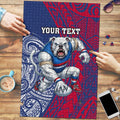 Personalised Western Bulldogs Mascot Puzzle Polynesian Tribal Pattern Bold Bulldog Football
