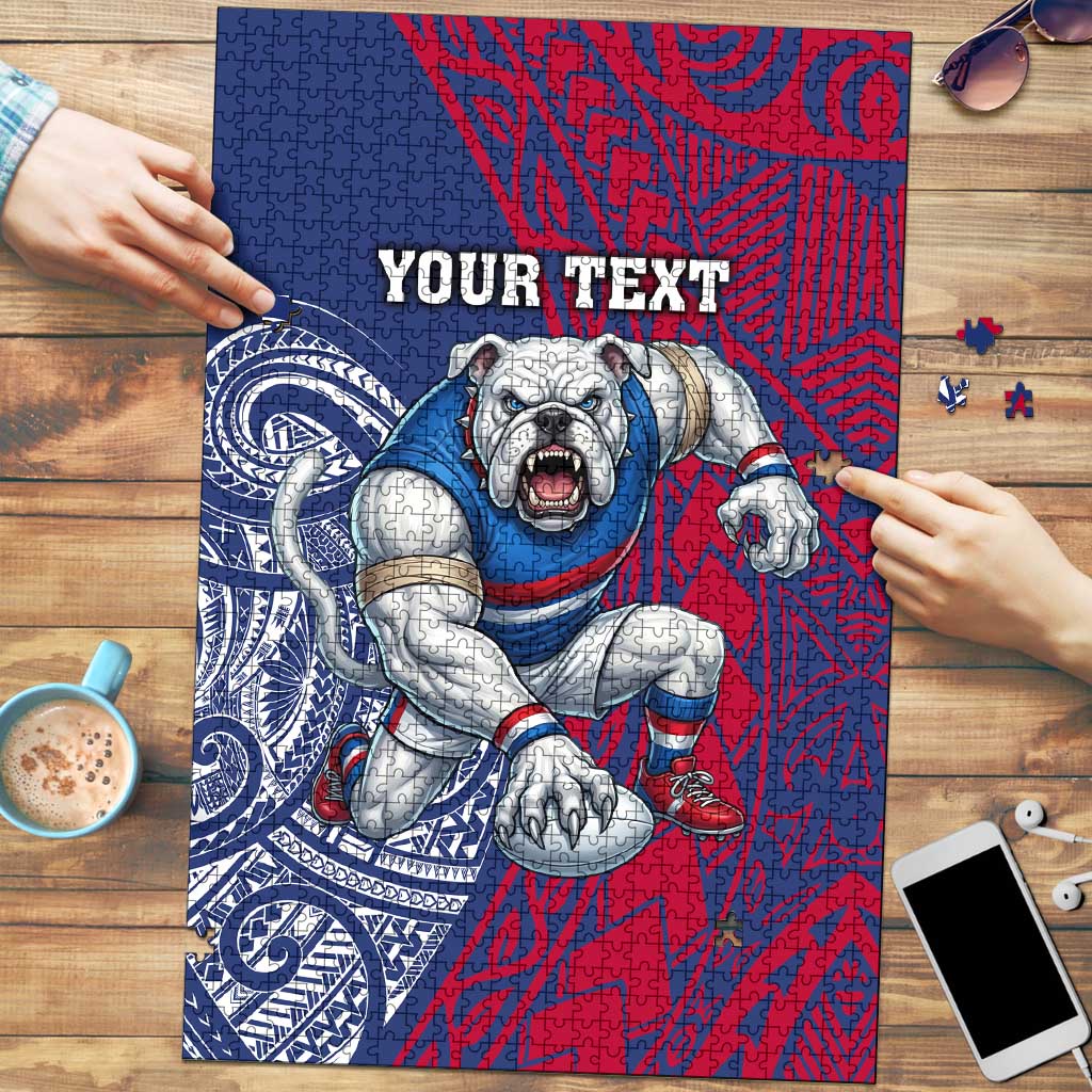 Personalised Western Bulldogs Mascot Puzzle Polynesian Tribal Pattern Bold Bulldog Football