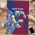 Personalised Western Bulldogs Mascot Puzzle Polynesian Tribal Pattern Bold Bulldog Football