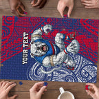 Personalised Western Bulldogs Mascot Puzzle Polynesian Tribal Pattern Bold Bulldog Football