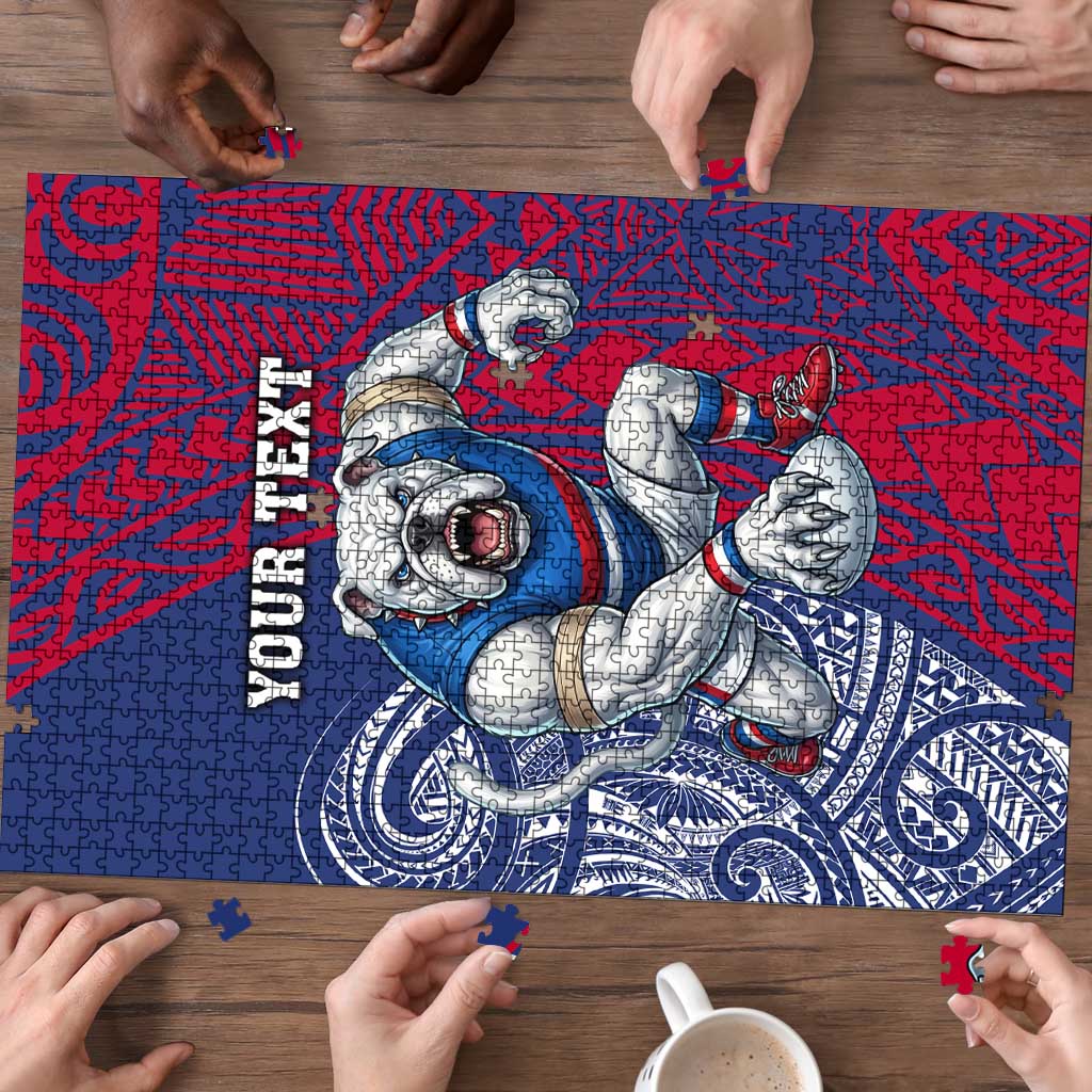 Personalised Western Bulldogs Mascot Puzzle Polynesian Tribal Pattern Bold Bulldog Football