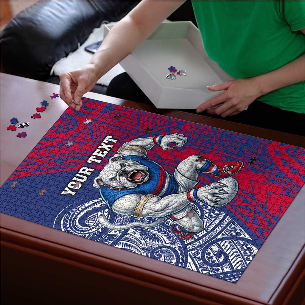 Personalised Western Bulldogs Mascot Puzzle Polynesian Tribal Pattern Bold Bulldog Football