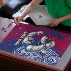 Personalised Western Bulldogs Mascot Puzzle Polynesian Tribal Pattern Bold Bulldog Football
