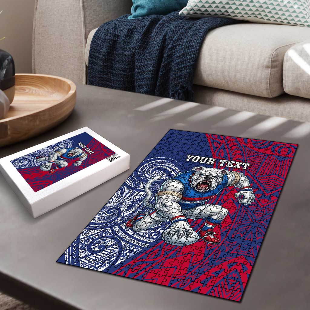 Personalised Western Bulldogs Mascot Puzzle Polynesian Tribal Pattern Bold Bulldog Football