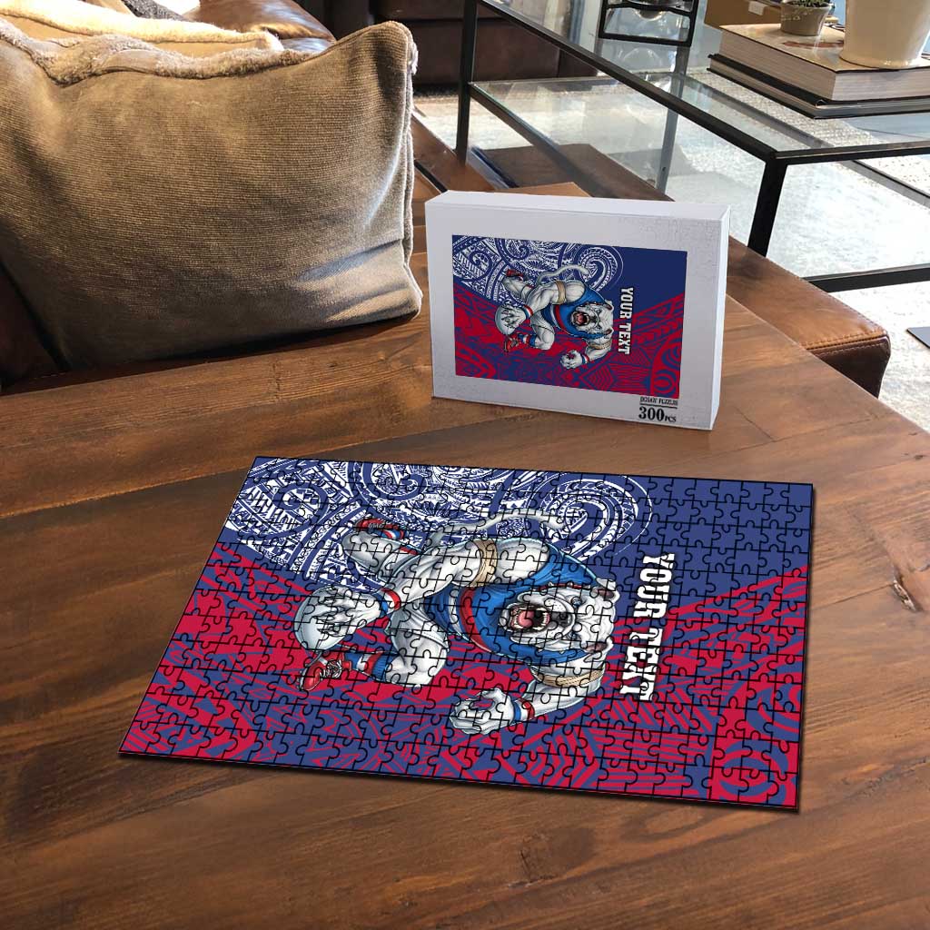 Personalised Western Bulldogs Mascot Puzzle Polynesian Tribal Pattern Bold Bulldog Football